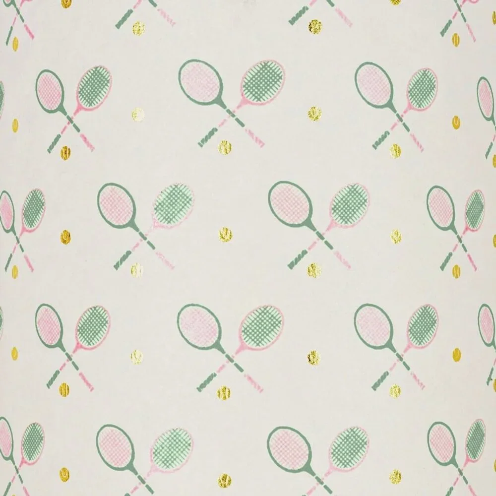 Tennis Cream/Green/Pink/Gold Foil Wrapping Paper Gift Wrap